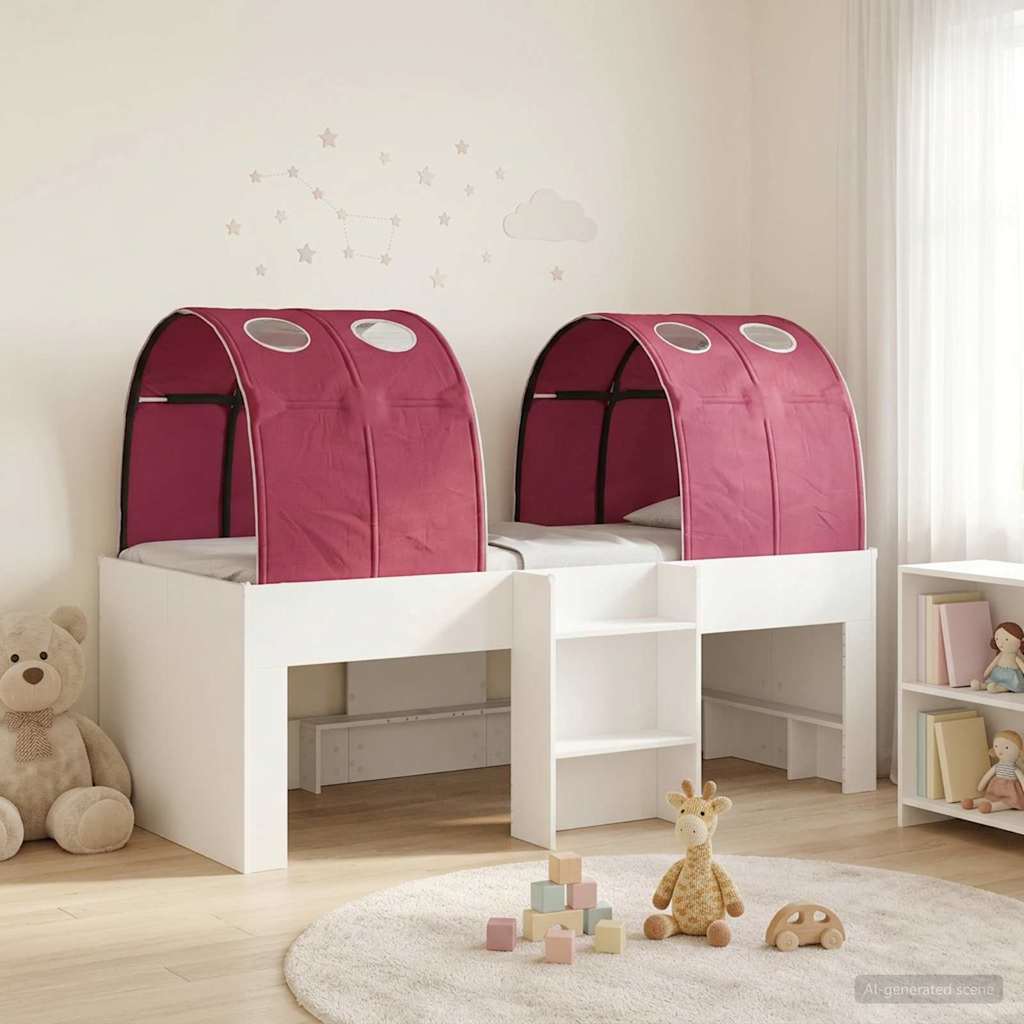 Bed met Tunnel 3 st Wit en Rood Bewerkt hout – afbeelding 1