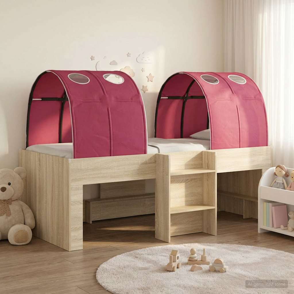 Bed met Tunnel 3 st Sonoma en Rood Bewerkt hout – afbeelding 1