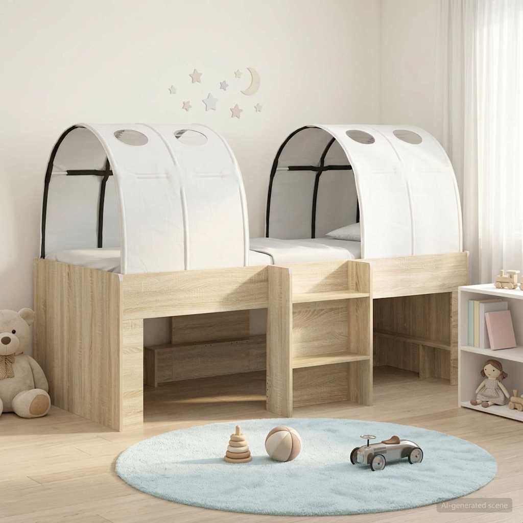 Bed met Tunnel 3 st Sonoma en Wit Bewerkt hout – afbeelding 1