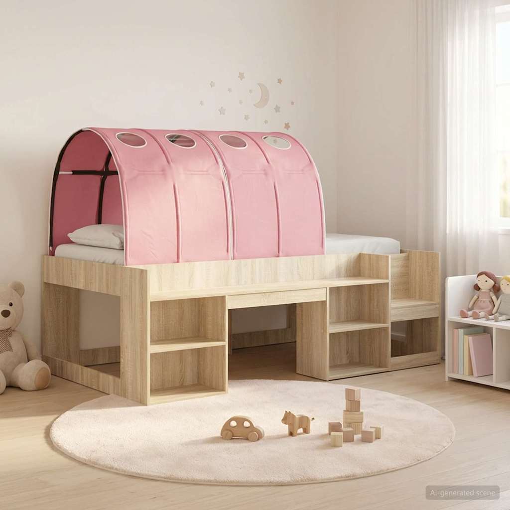 Hoge Bedframe voor Kinderen met Opslag 3 st Bewerkt hout – afbeelding 1