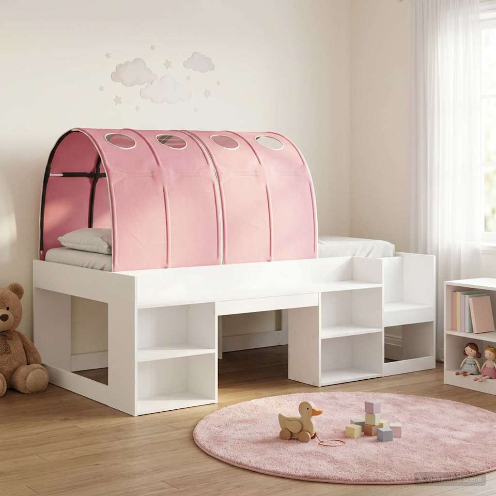 Bedframe met tunnel 3 st Wit en Roze Geconstrueerd hout – afbeelding 1