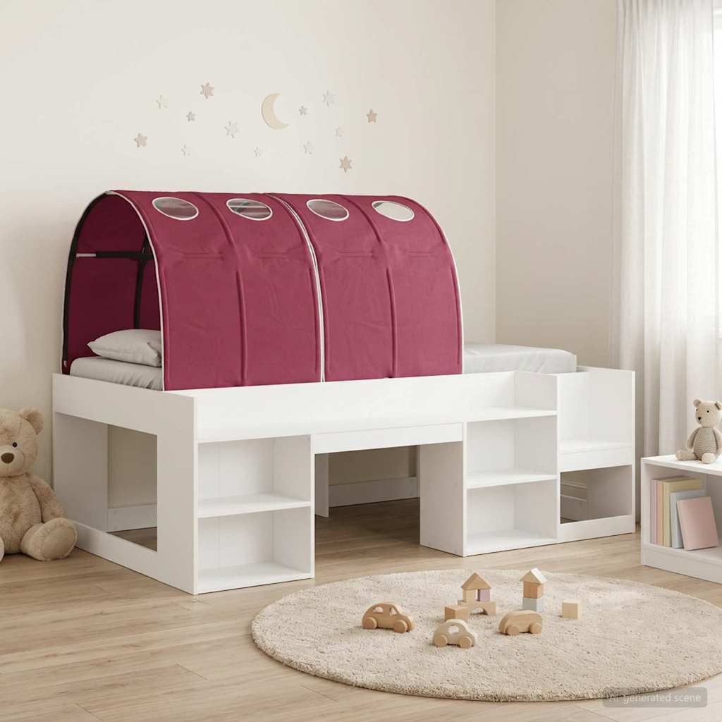 Bedframe met tunnel 3 st Wit en Rood Geconstrueerd hout – afbeelding 1