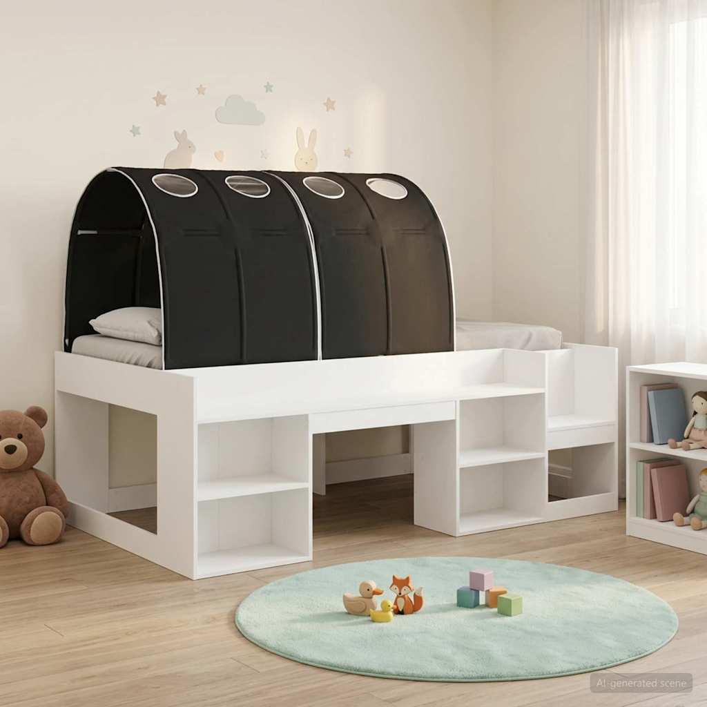 Bedframe met tunnel 3 st Wit en zwart Geconstrueerd hout – afbeelding 1