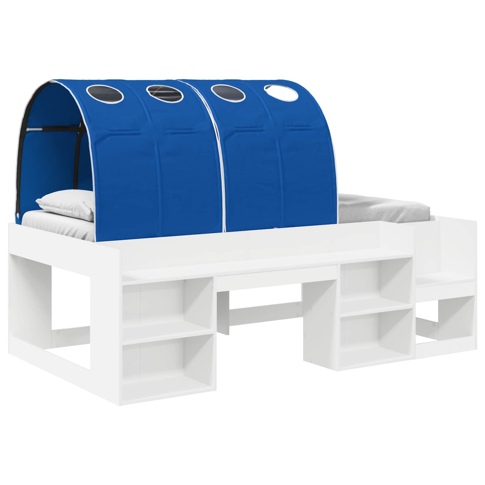 Bedframe met tunnel met plank 3 pcs Wit en Blauw Bewerkt hout – afbeelding 2