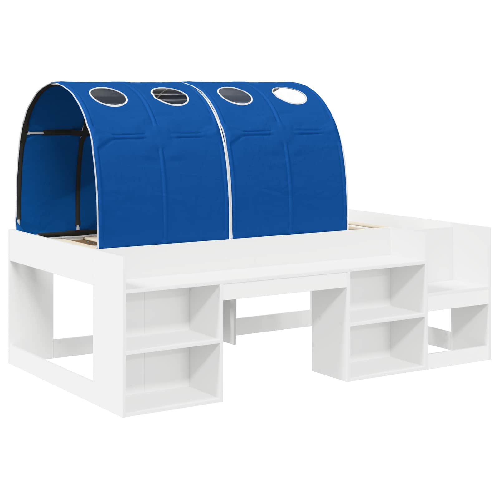 Bedframe met tunnel met plank 3 pcs Wit en Blauw Bewerkt hout – afbeelding 3