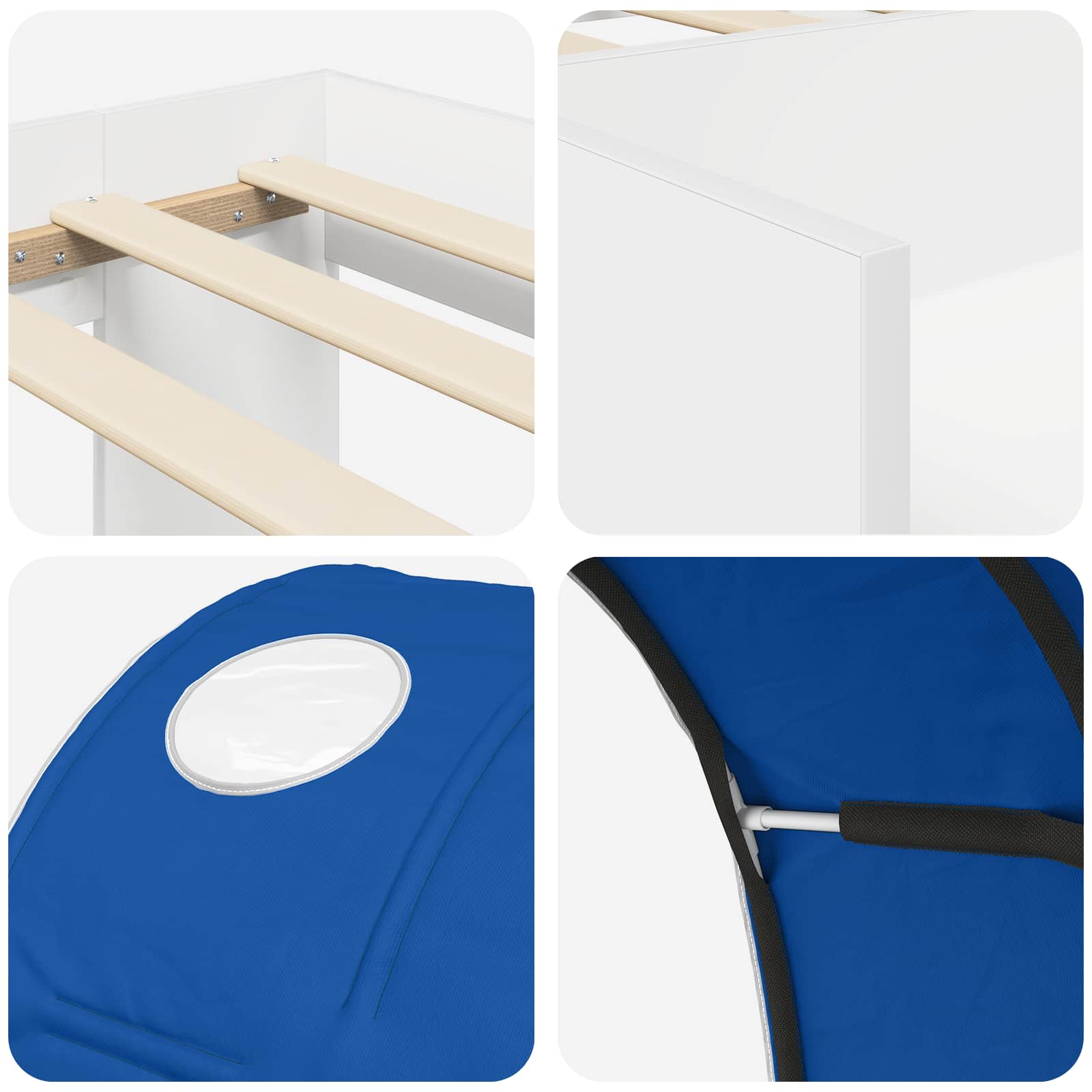Bedframe met tunnel met plank 3 pcs Wit en Blauw Bewerkt hout – afbeelding 9