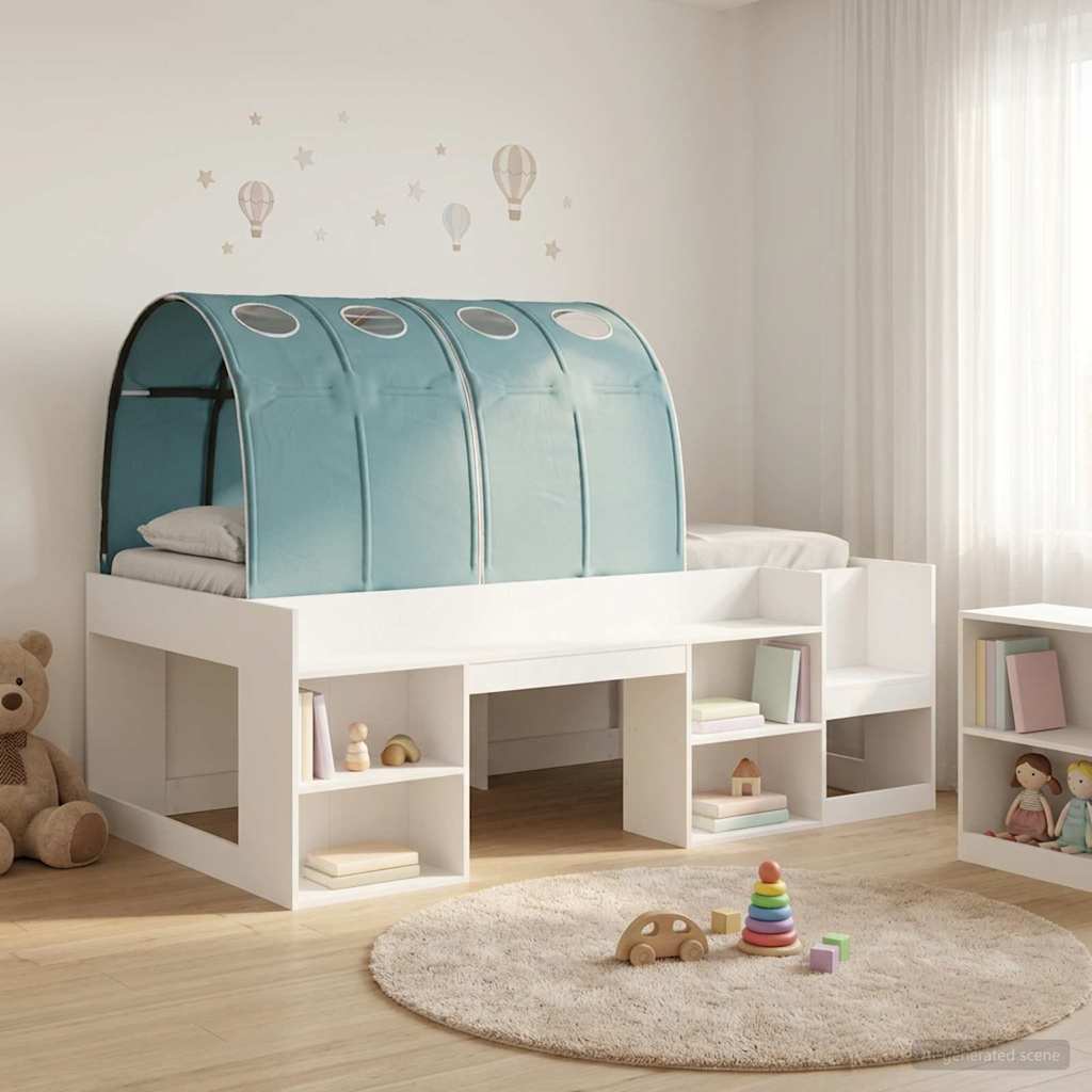 Bedframe met tunnel 3 st Wit en Lichtblauw Bewerkt hout – afbeelding 1