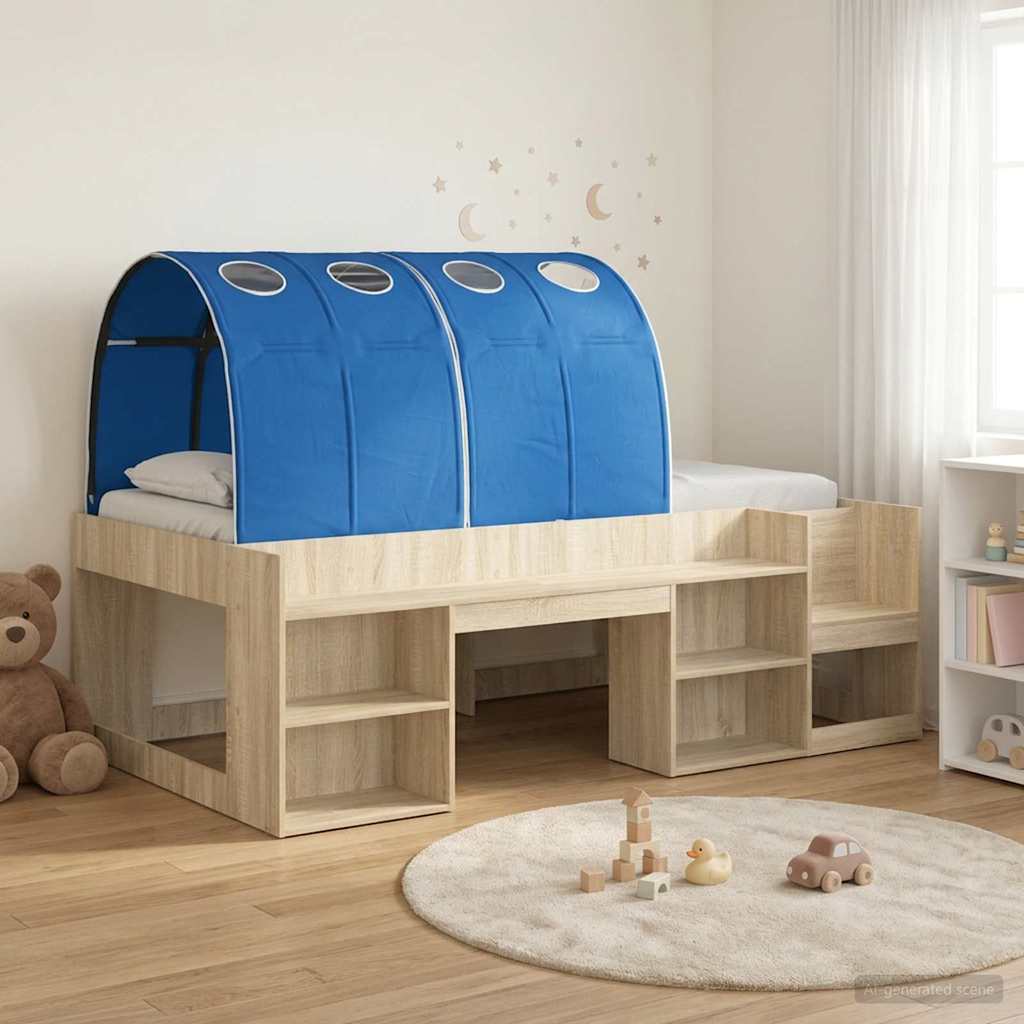 Bedframe met tunnel 3 st Sonoma eiken en blauw Bewerkt hout – afbeelding 1