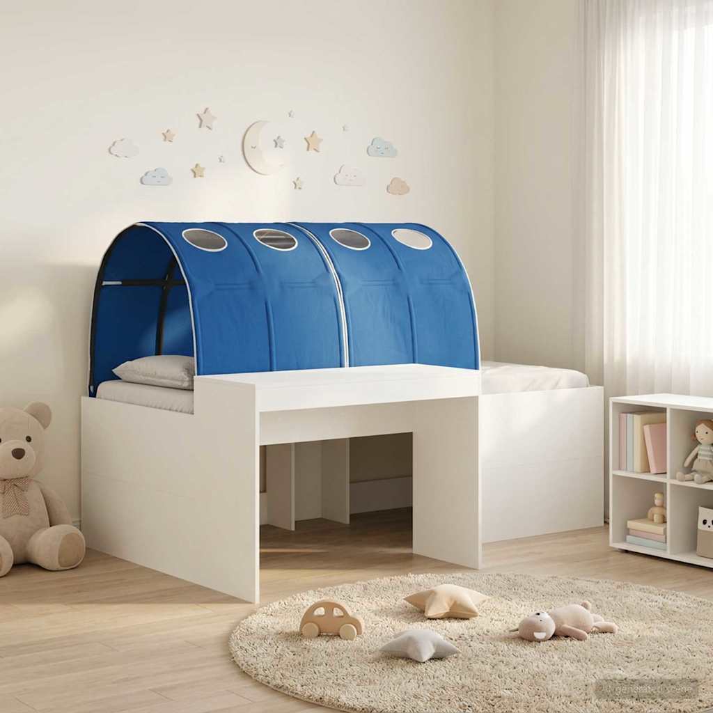 Bedframe met Tunnel met plank 3 st Wit en Blauw Bewerkt hout – afbeelding 1
