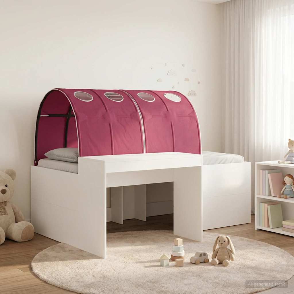 Bedframe met Tunnel met plank 3 st Wit en Rood Bewerkt hout – afbeelding 1