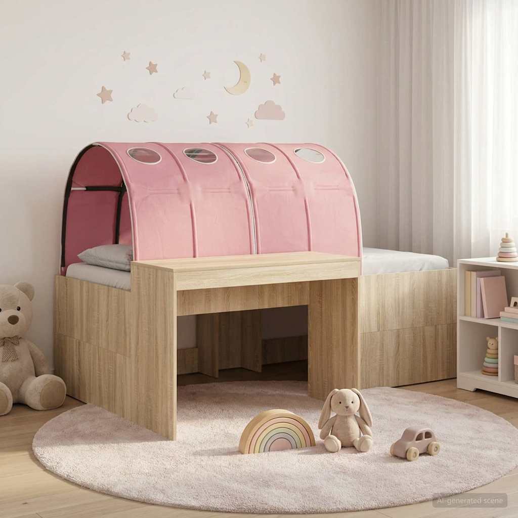 Bedframe met Tunnel 3 st Sonoma eiken en roze Bewerkt hout – afbeelding 1