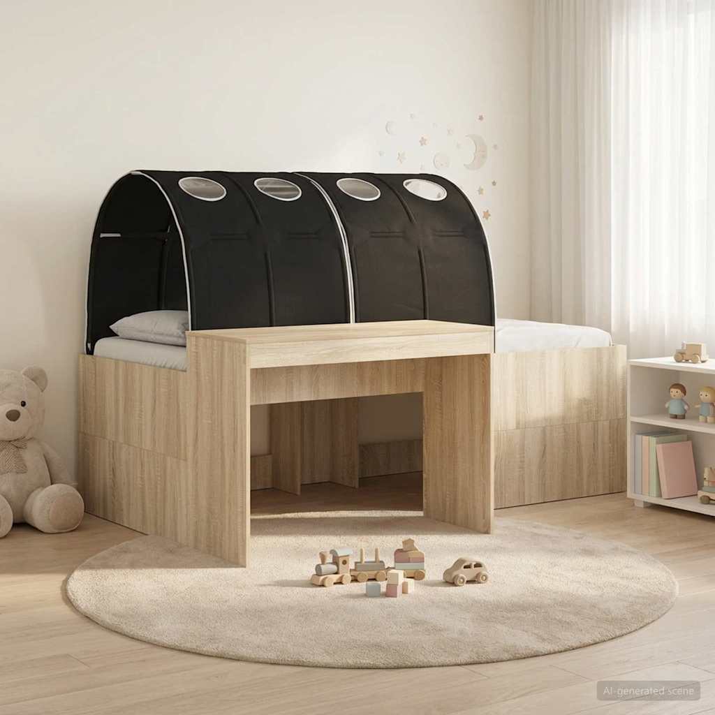 Bedframe met Tunnel 3 st Sonoma Eiken en Zwart Bewerkt hout – afbeelding 1