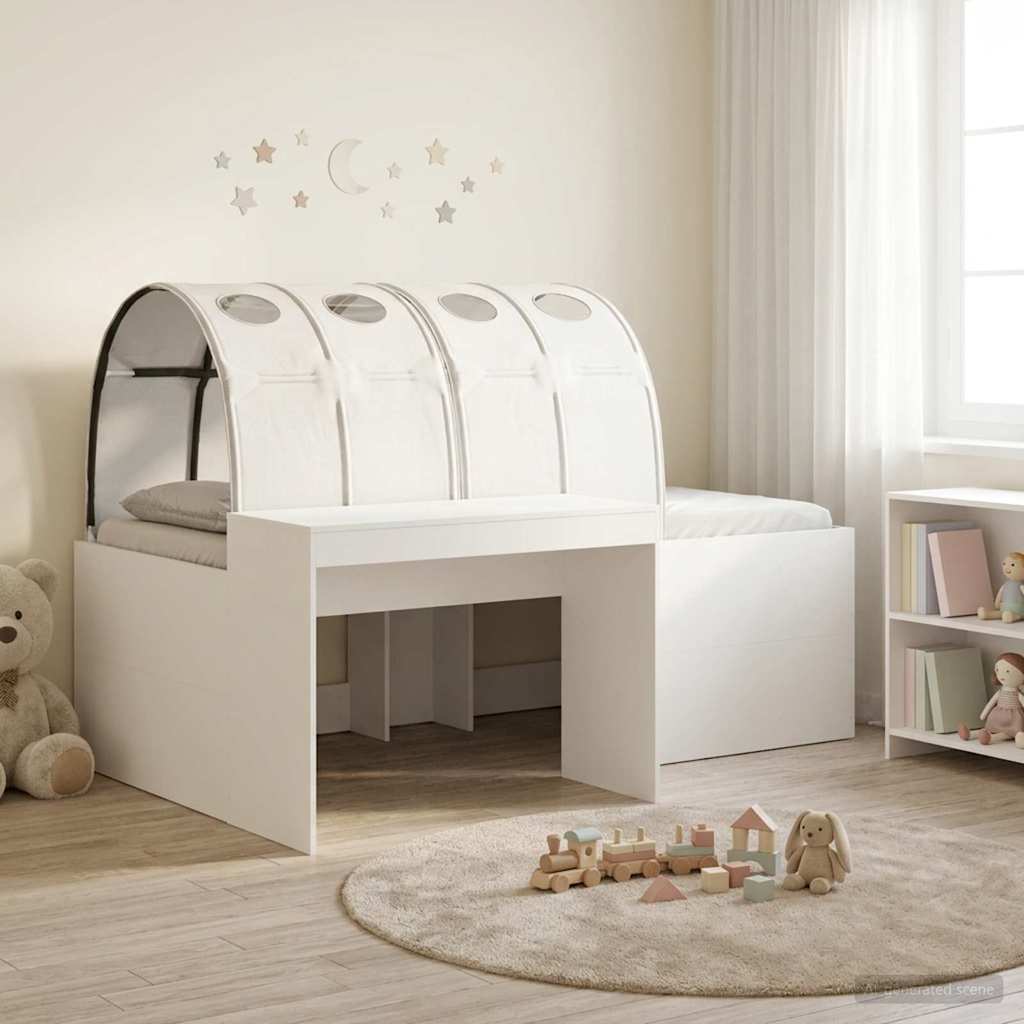 Bed met Tunnel 3 st Artisian Eik en Wit Bewerkt hout – afbeelding 1