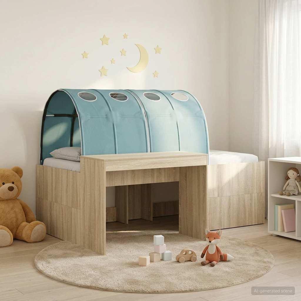Hoge Bed Frame met Bureau voor Kinderen 3 st Bewerkt hout – afbeelding 1