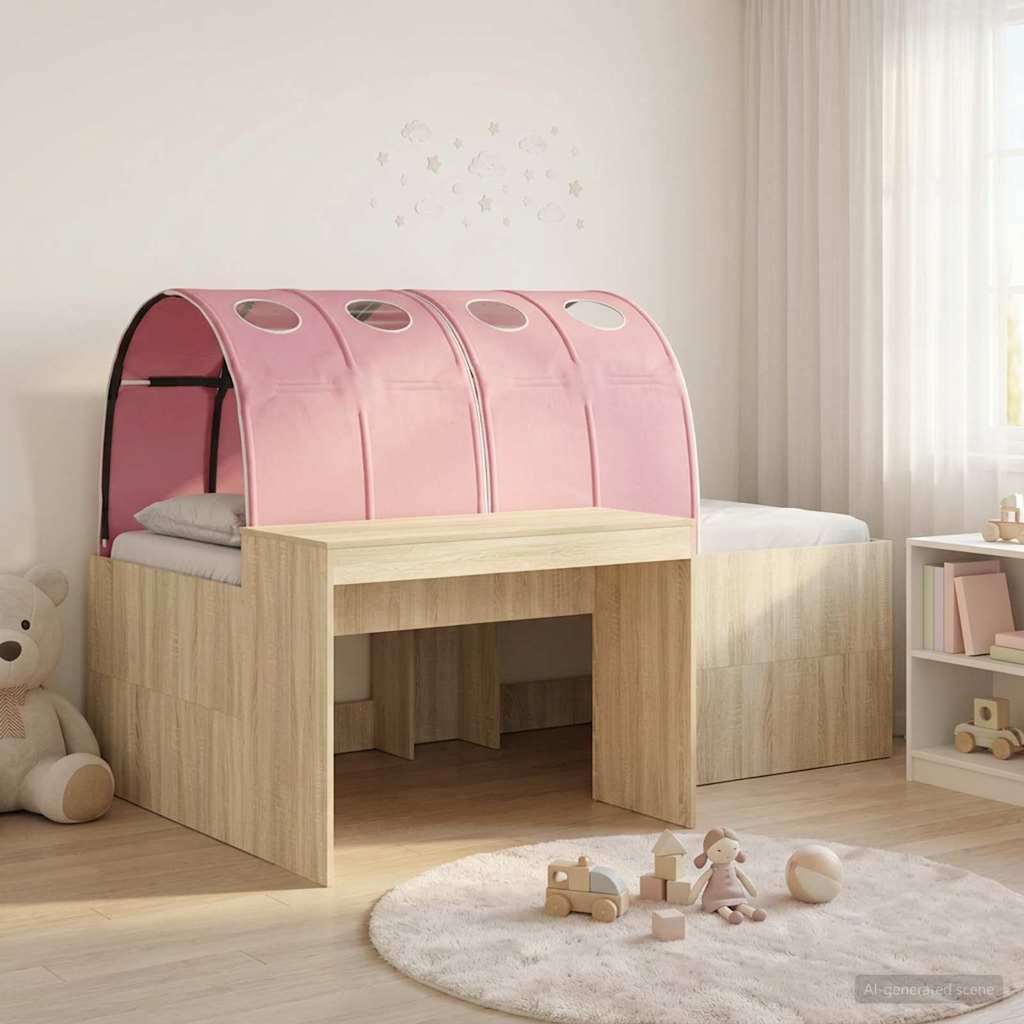 Hoge Bed Frame met Bureau voor Kinderen 3 st Bewerkt hout – afbeelding 1