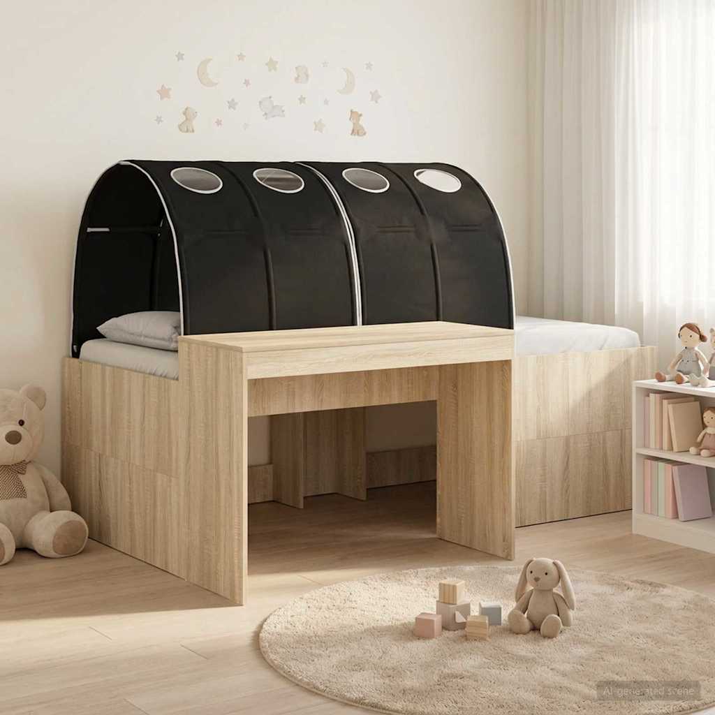 Hoge Bed Frame met Bureau voor Kinderen 3 st Bewerkt hout – afbeelding 1