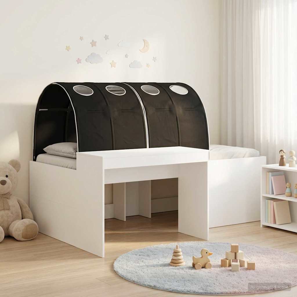 Bed met Tunnel 3 st Artisian Eik en Zwart Bewerkt hout – afbeelding 1