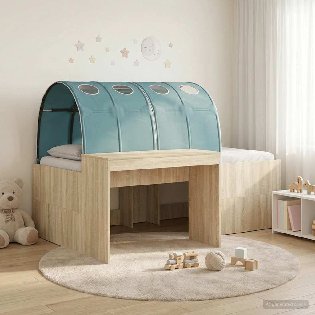 Bed met Tunnel 3 st Artisian Eik en Lichtblauw Bewerkt hout – afbeelding 1