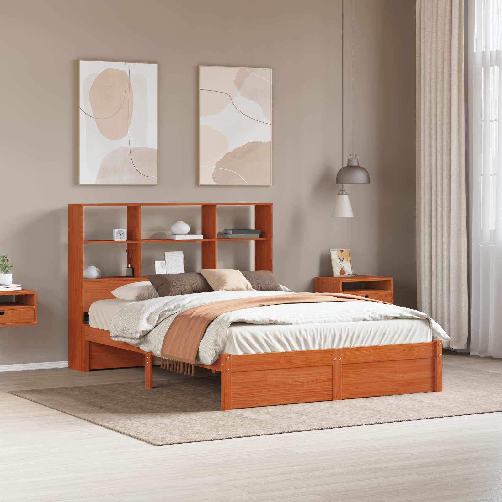 Bedframe met opberghoofdeksel met opslag Wasbruin 140 x 190 cm – afbeelding 1