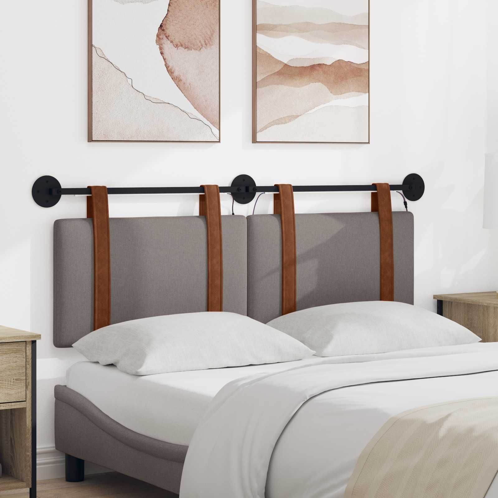 Hangend hoofdbord Met LED-verlichting Taupe Antiek PU – afbeelding 1