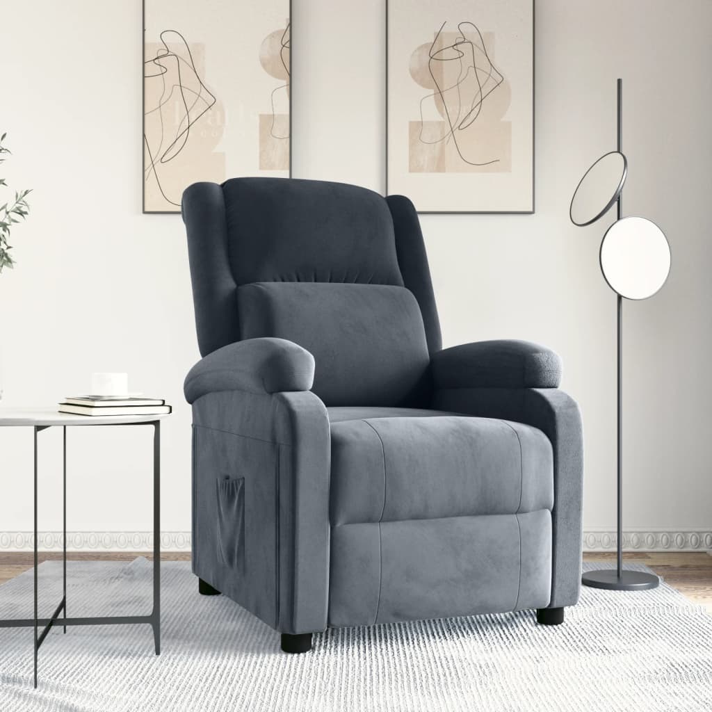 Fauteuil verstelbaar fluweel donkergrijs