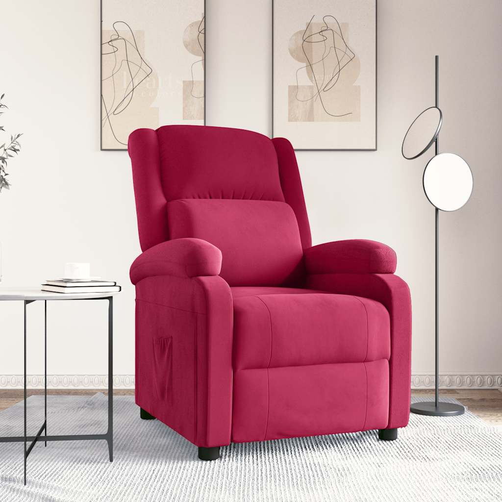 Fauteuil verstelbaar fluweel wijnrood