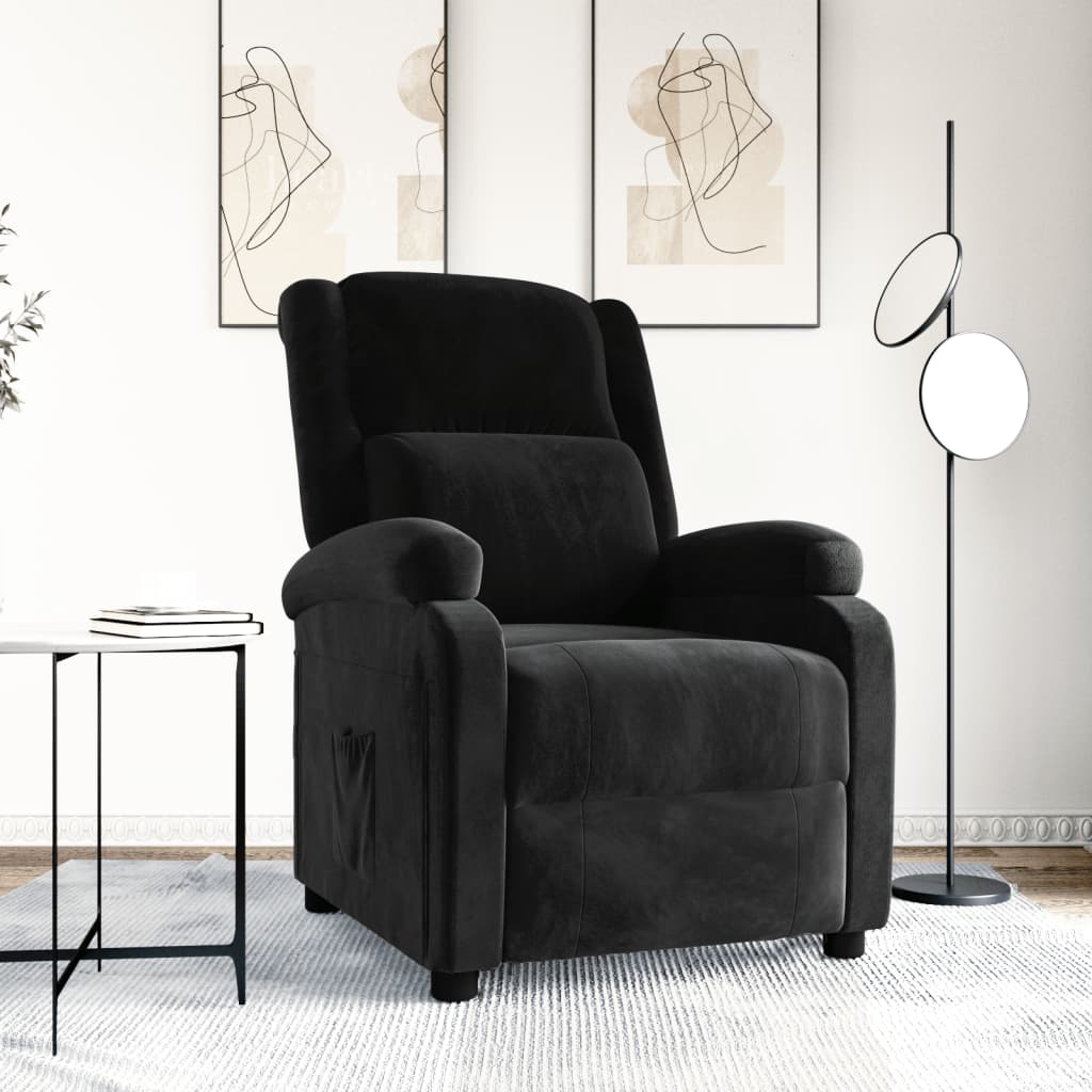 Fauteuil verstelbaar fluweel zwart