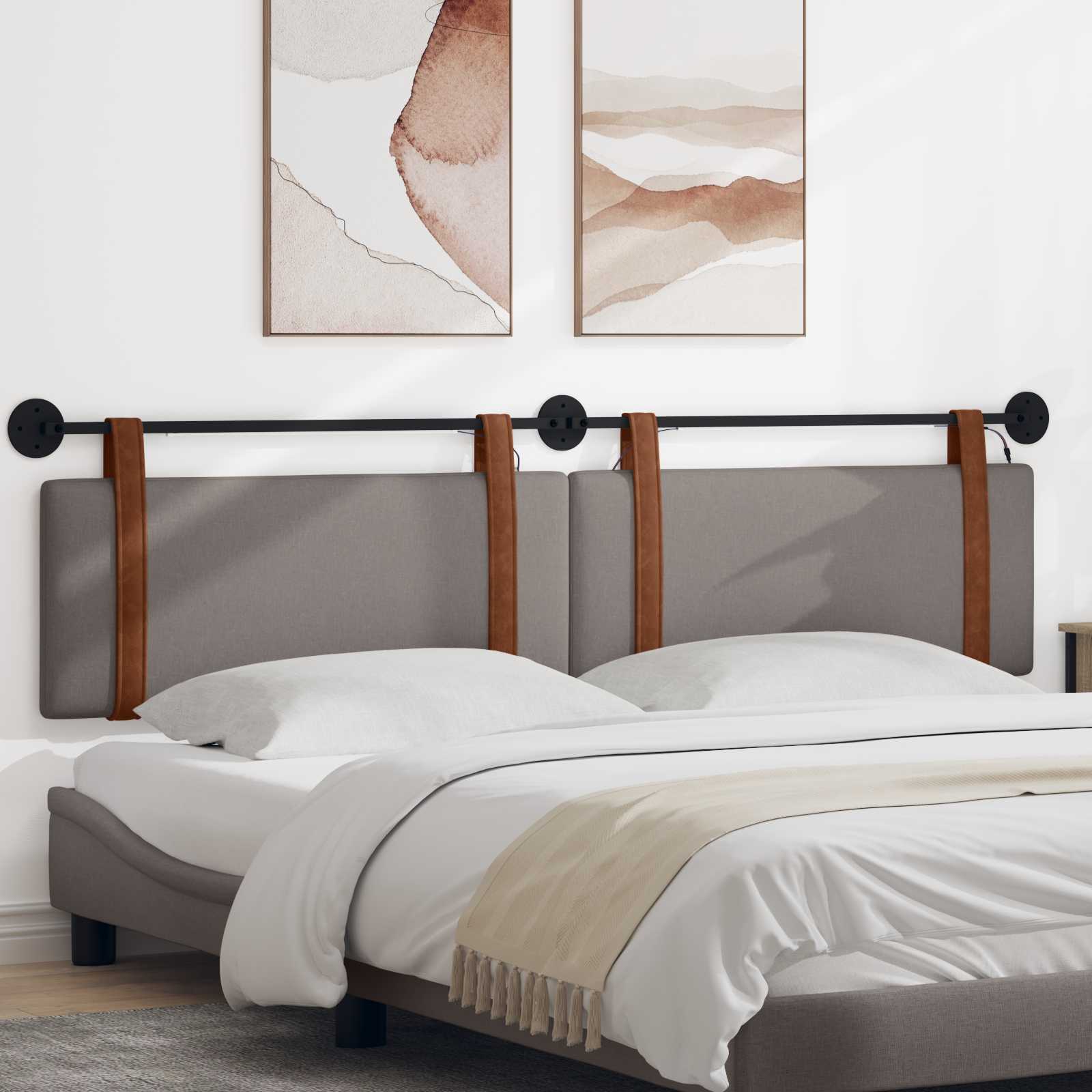 Hangend hoofdbord Met LED-verlichting Taupe Antiek PU – afbeelding 1
