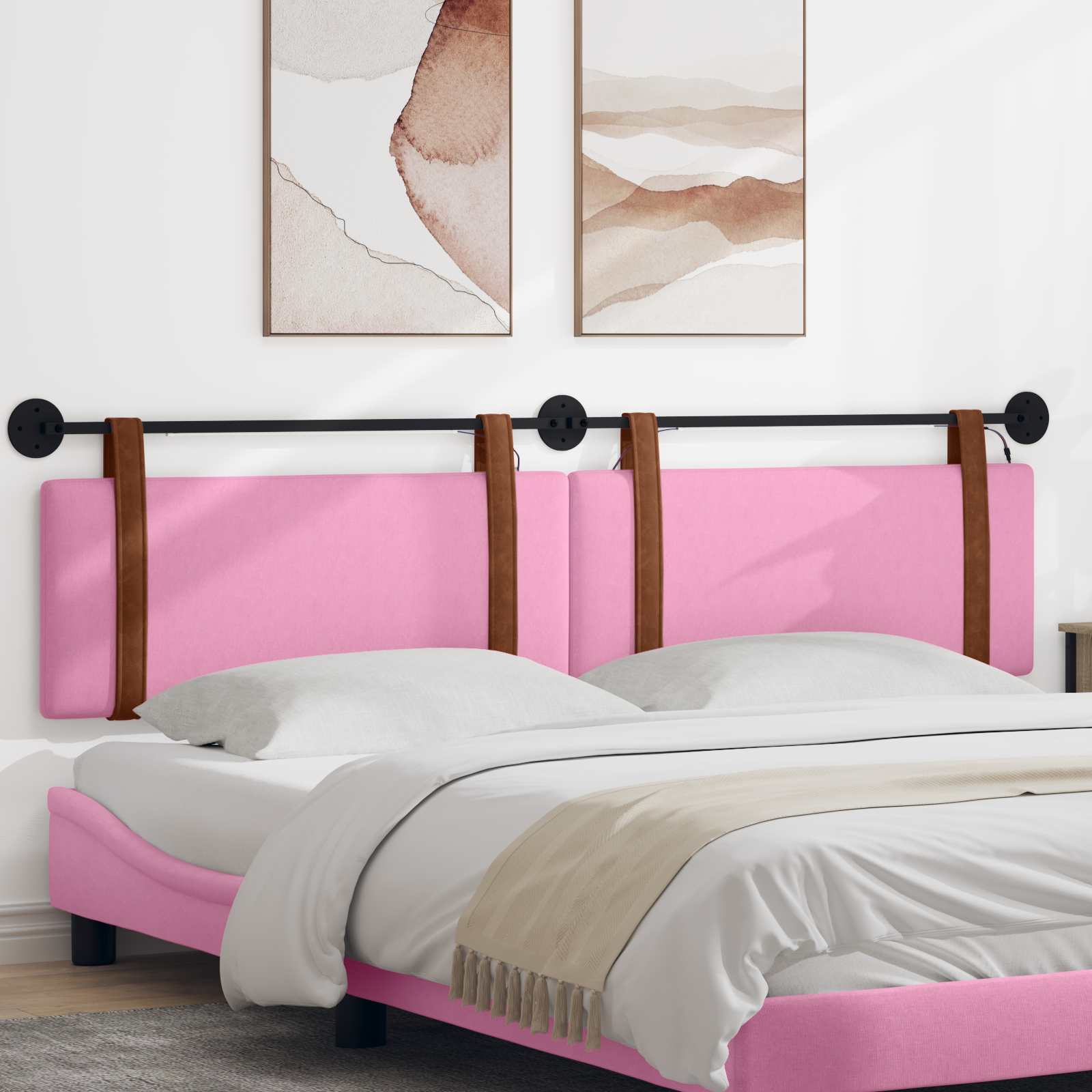 Hangend hoofdbord Met LED-verlichting Roze Antiek PU