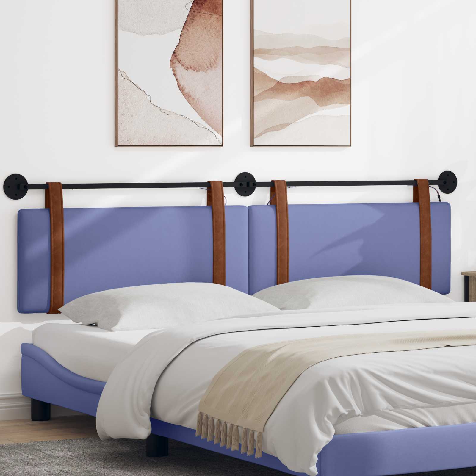Hangend hoofdbord Met LED-verlichting Jeans Blauw Antiek PU
