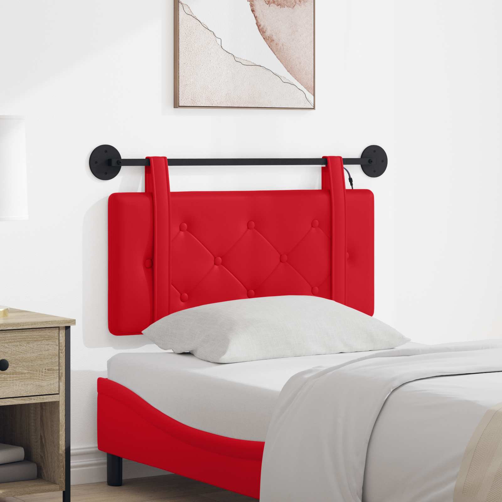 Hangend hoofdbord Met LED-verlichting Rood Kunstleer – afbeelding 1