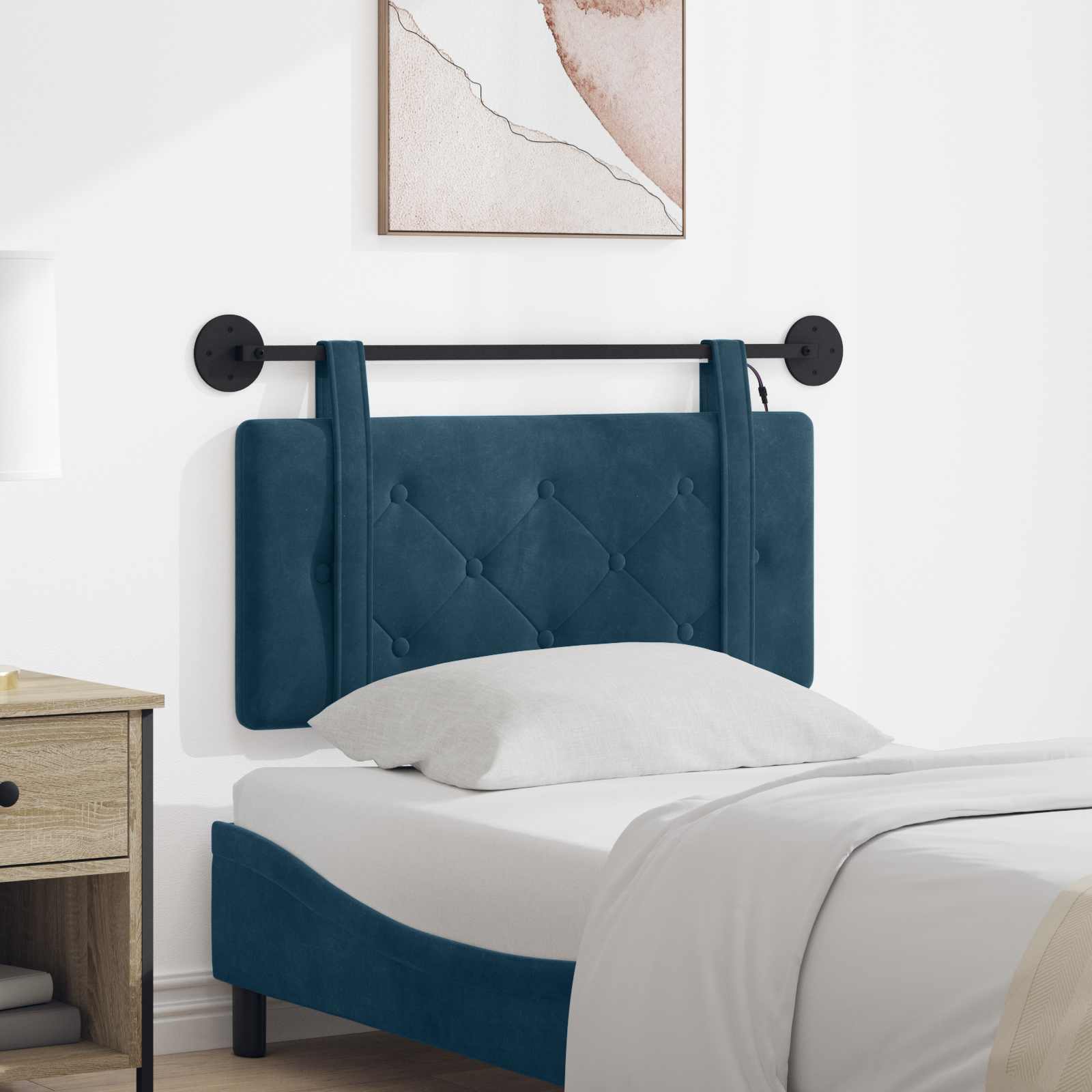 Hangend hoofdbord Met LED-verlichting Blauw Fluweel