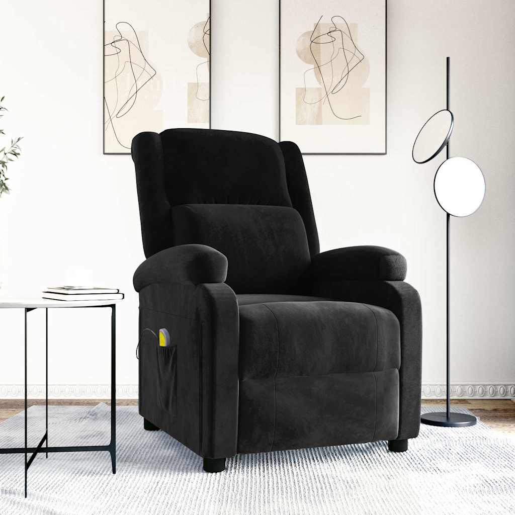 Massagestoel fluweel zwart