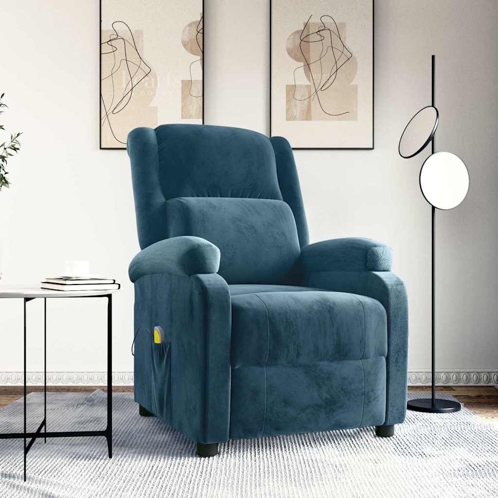 Massagestoel fluweel blauw
