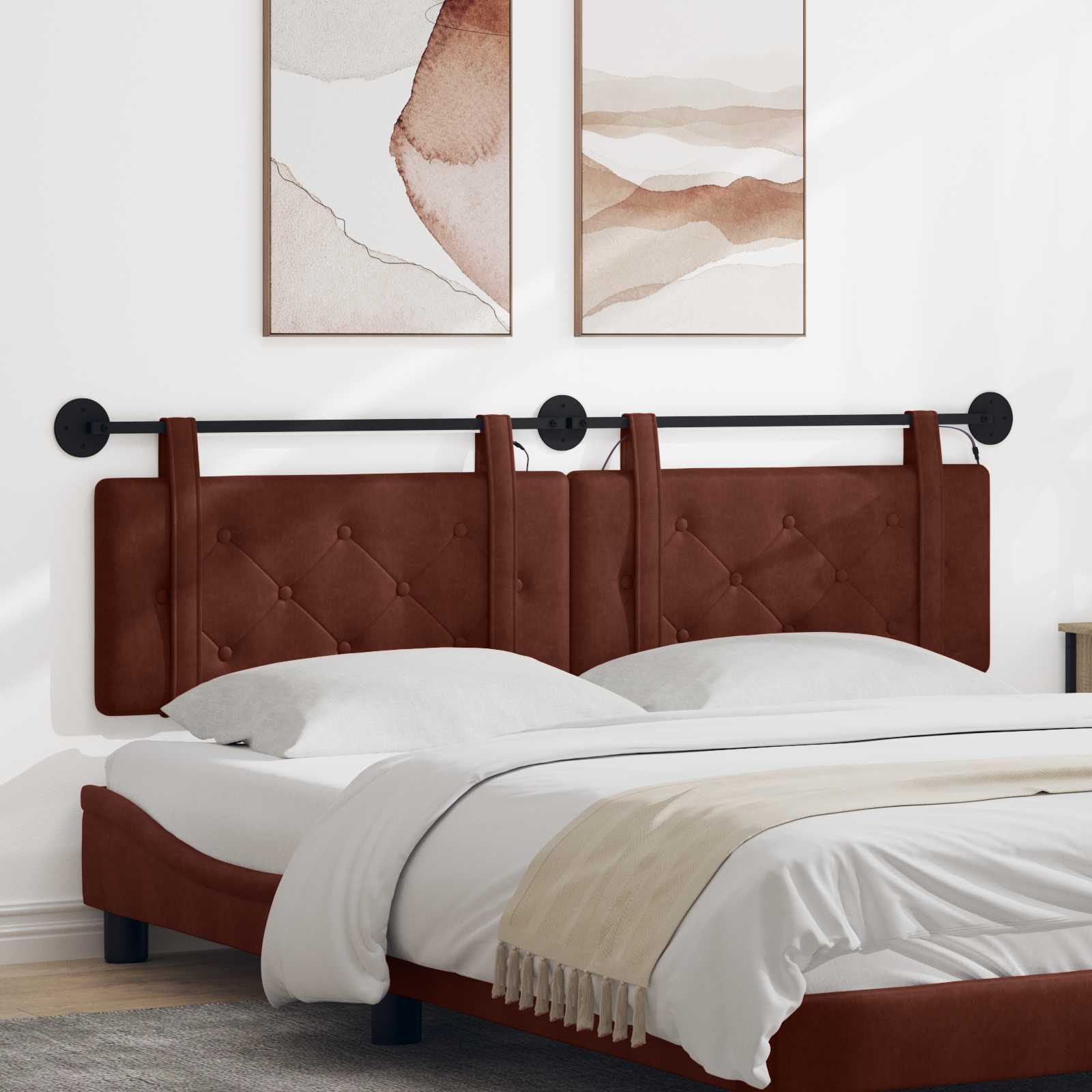 Hangend hoofdbord Met LED-verlichting Glanzend Bruin Antiek PU – afbeelding 1