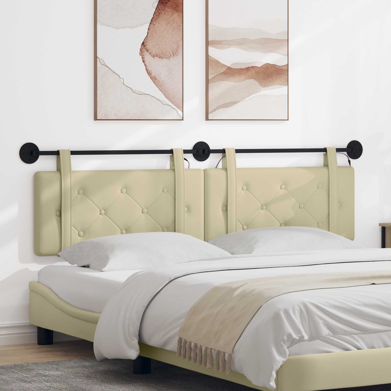 Hangend hoofdbord Met LED-verlichting Crèmekleurig Kunstleer