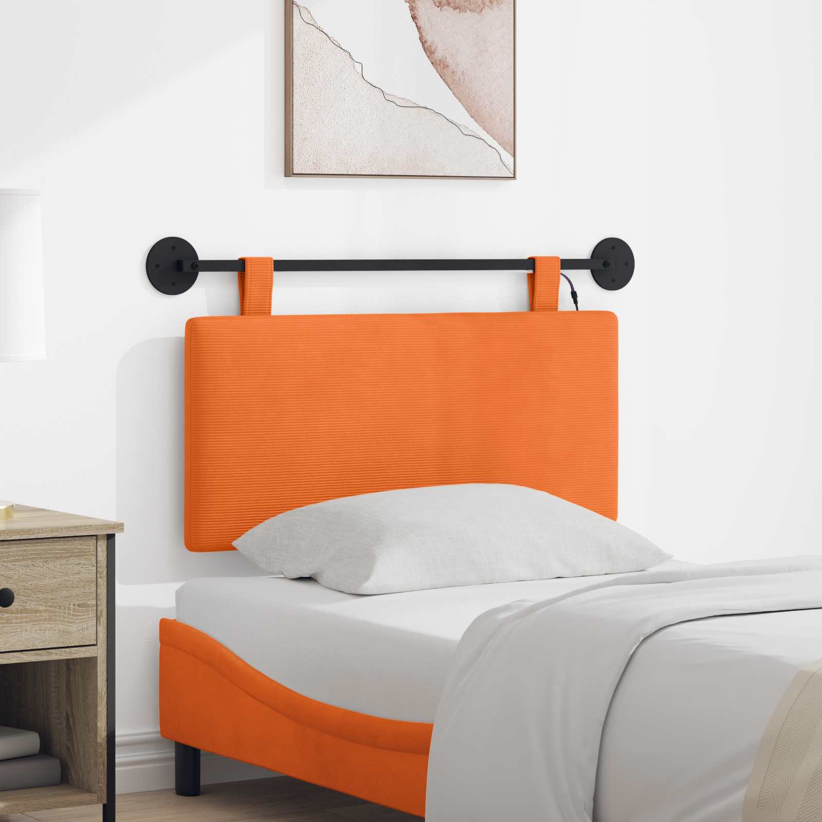 Hangend hoofdbord Met LED-verlichting Oranje Katoen Stof