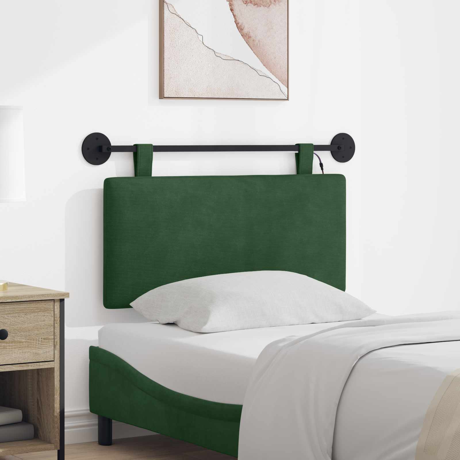 Hangend hoofdbord Met LED-verlichting Jungle Groen Katoen Stof – afbeelding 1