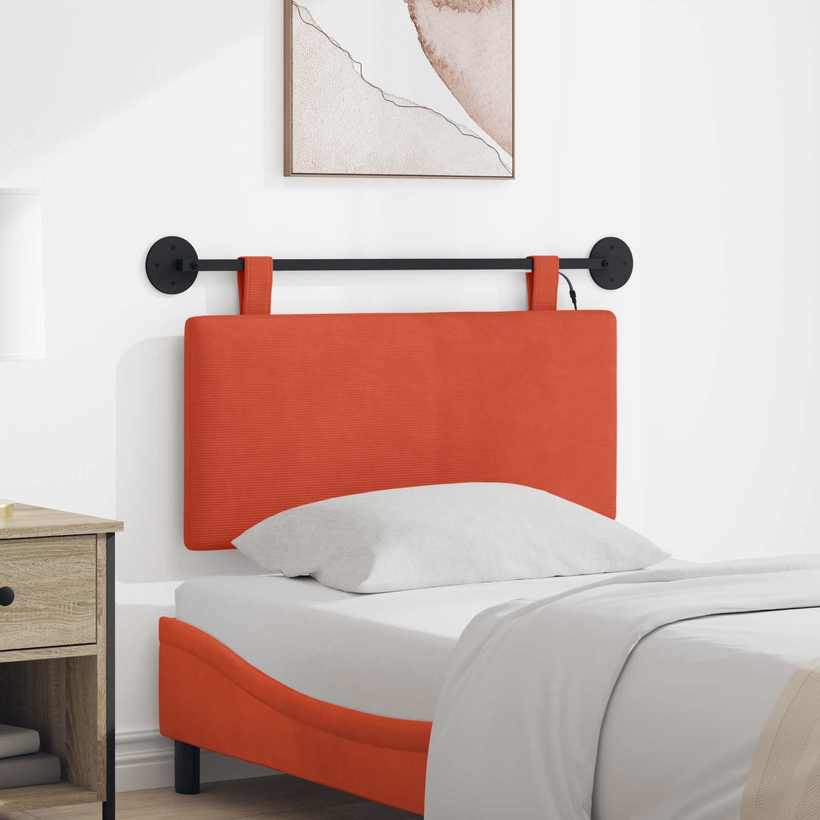 Hangend hoofdbord Met LED-verlichting Rood-oranje Katoen Stof – afbeelding 1