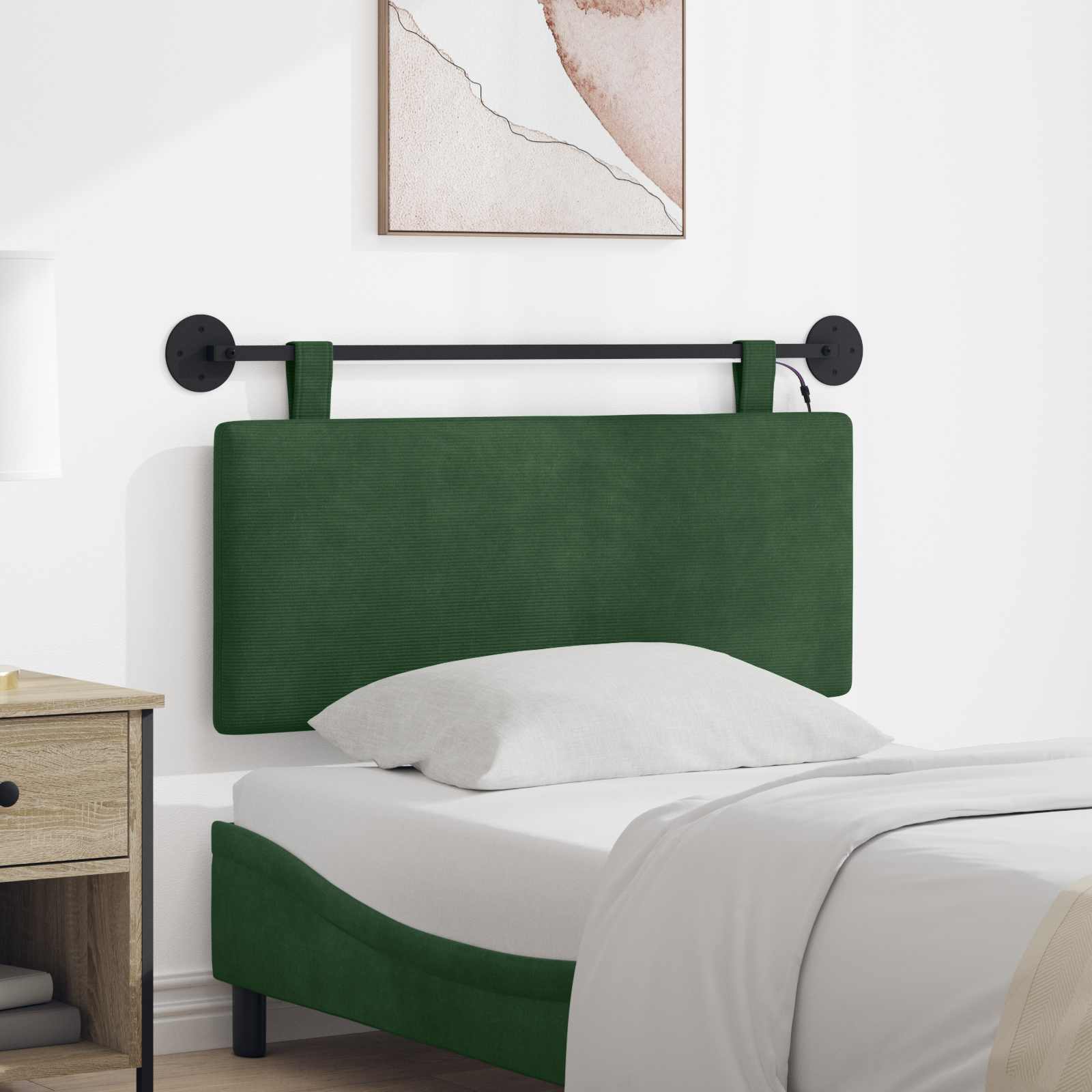 Hangend hoofdbord Met LED-verlichting Jungle Groen Katoen Stof – afbeelding 1