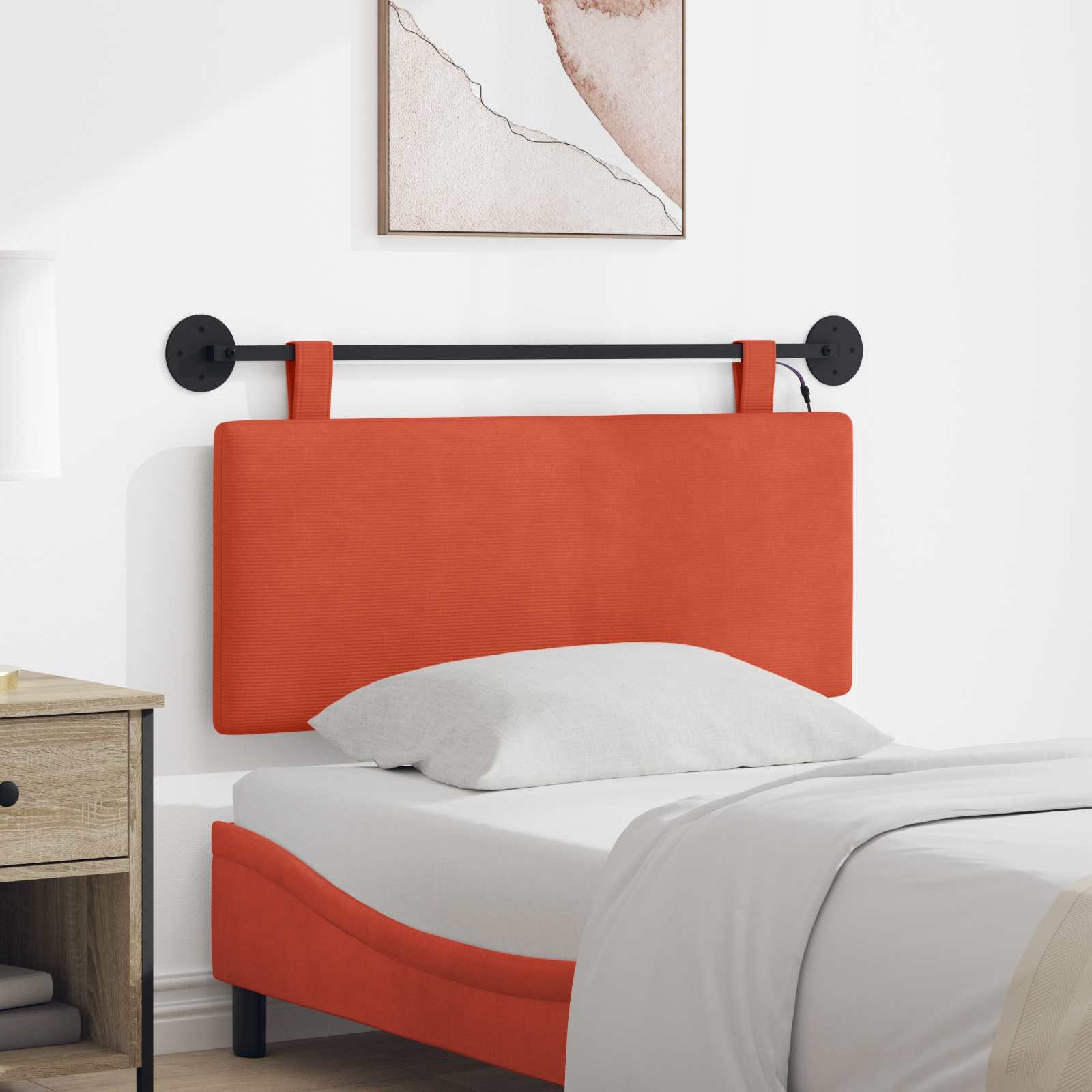 Hangend hoofdbord Met LED-verlichting Rood-oranje Katoen Stof – afbeelding 1