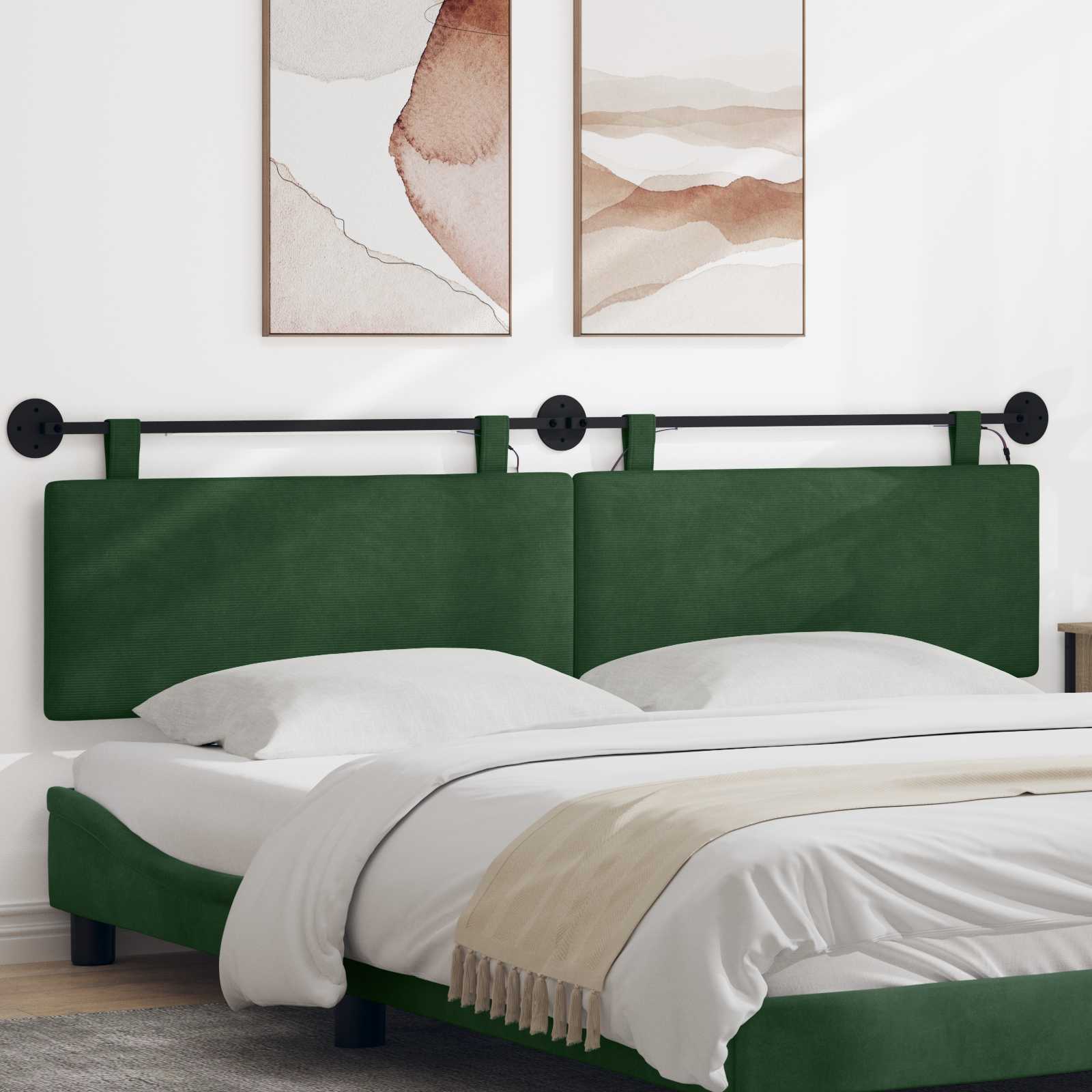 Hangend hoofdbord Met LED-verlichting Jungle Groen Katoen Stof – afbeelding 1
