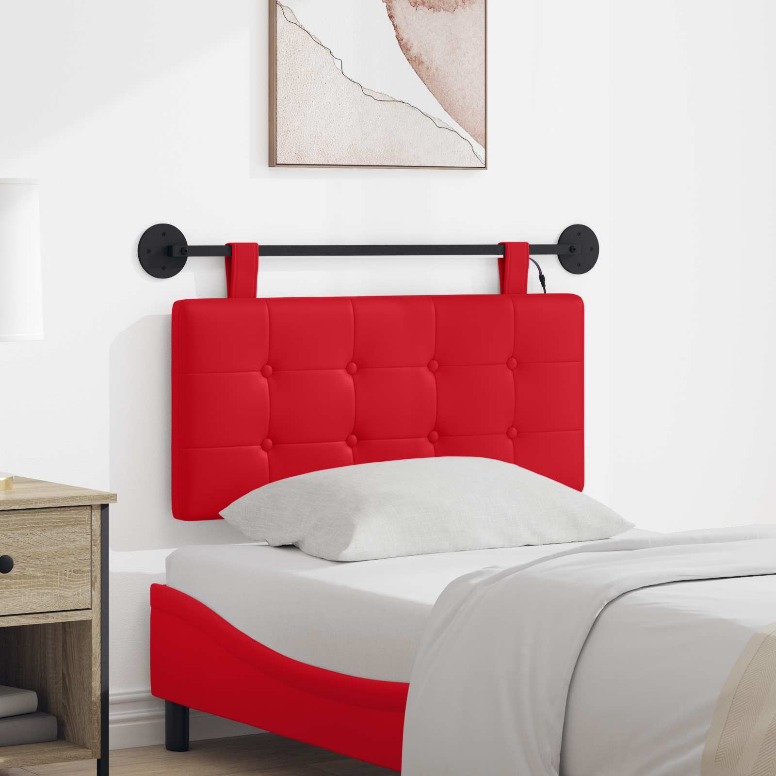 Hangend hoofdbord Met LED-verlichting Rood Kunstleer – afbeelding 1