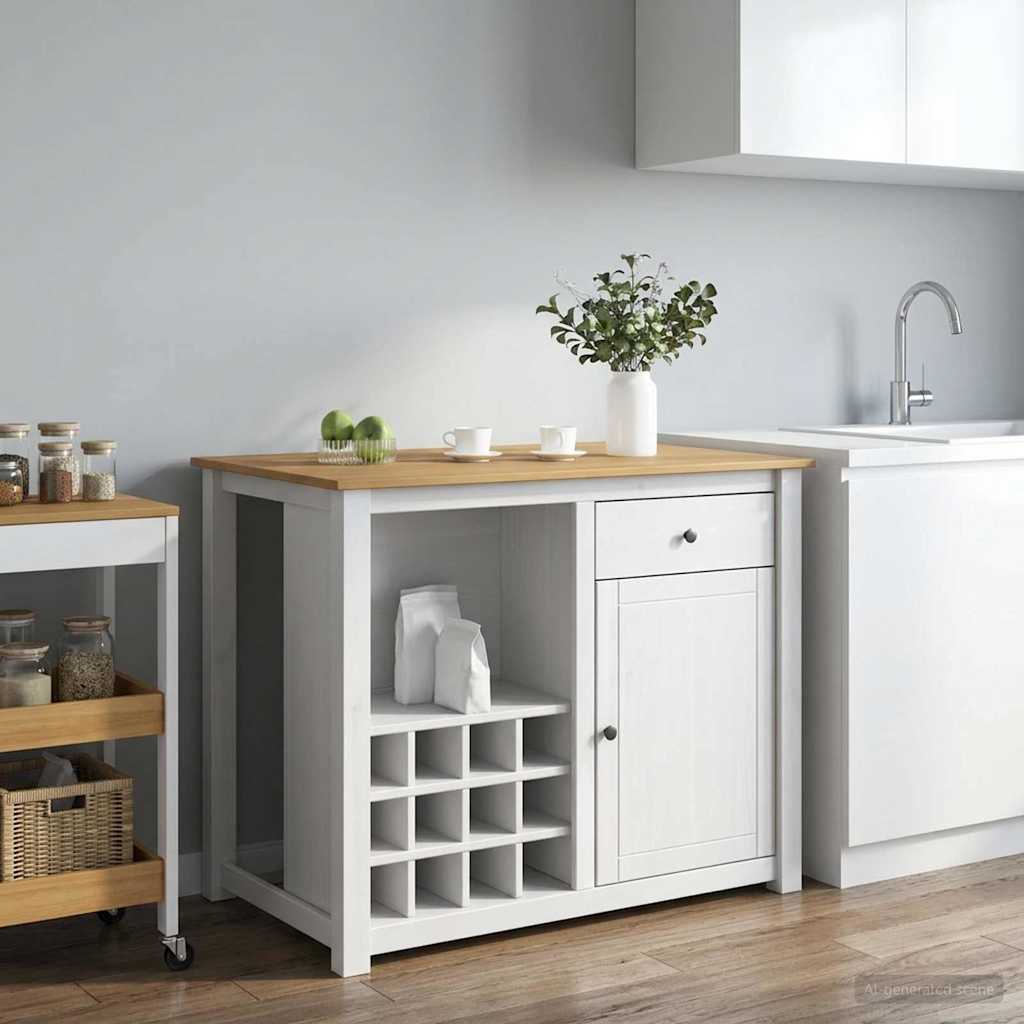 Keuken Trolley PANAMA 2 pcs Wit en Honing Was 112 x 77 x 90 cm