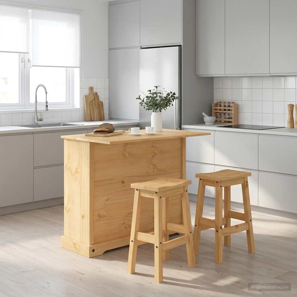 Keuken Eiland Set met lade 3 pcs Honing Wax Massief dennenhout
