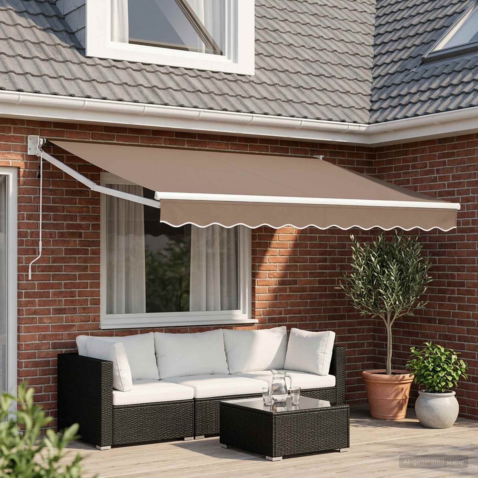 Uitschuifbare luifel Taupe 2,5 x 2 m Polyester en Metaal