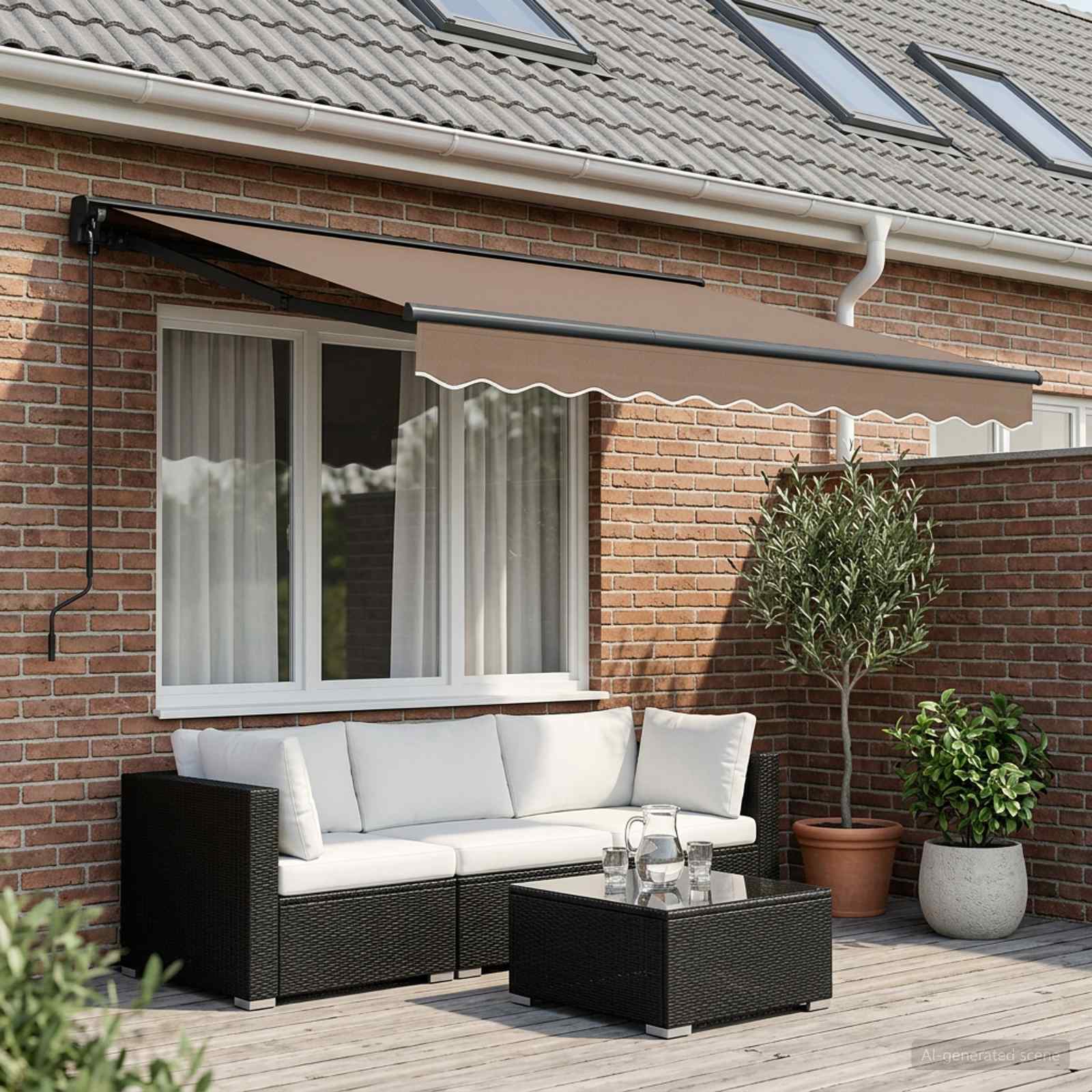 Handmatig uitschuifbare luifel Taupe 2,5 x 2 m