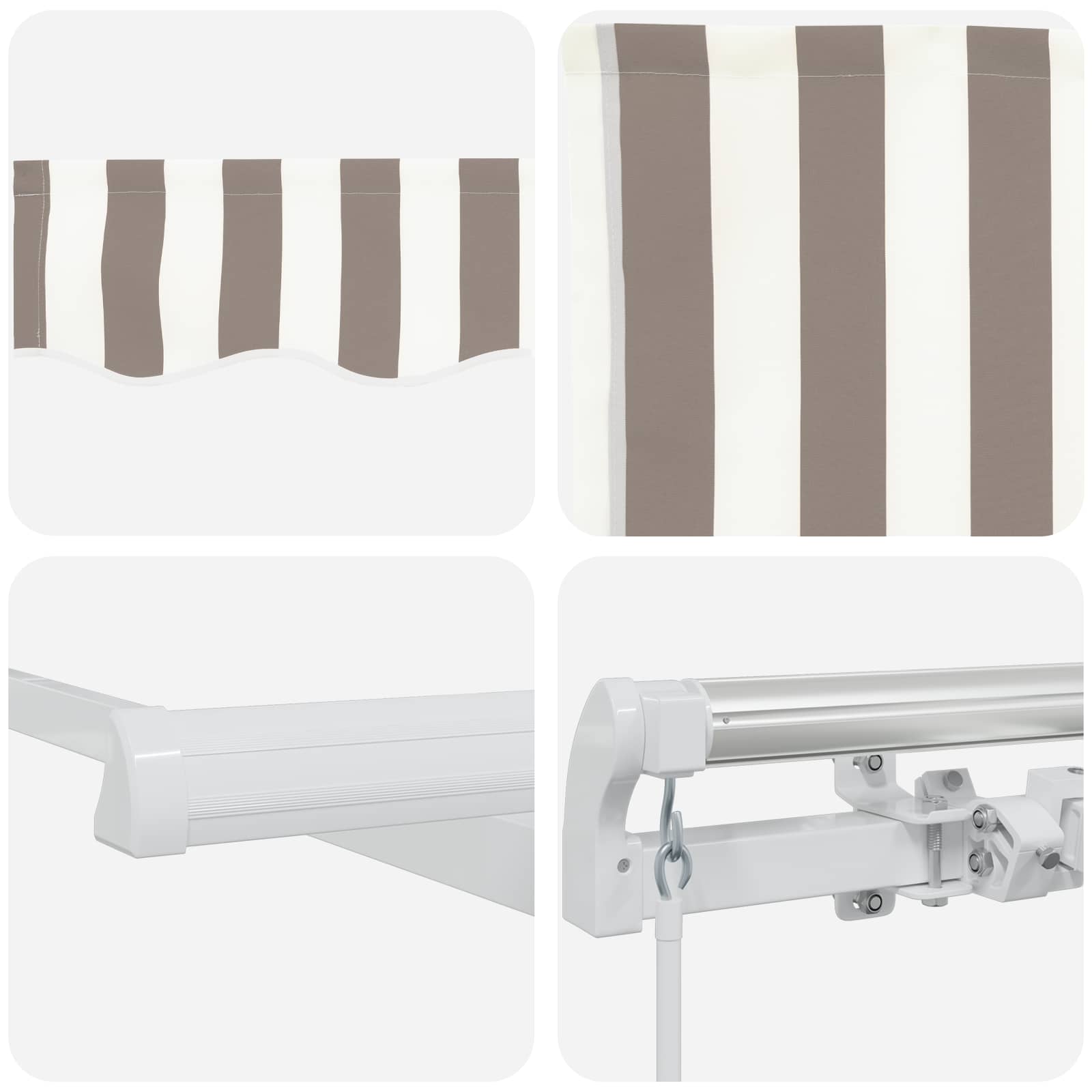 Inklapbaar Zonnescherm Lichtgrijs en wit. 2,5 x 2 m Stof – afbeelding 3