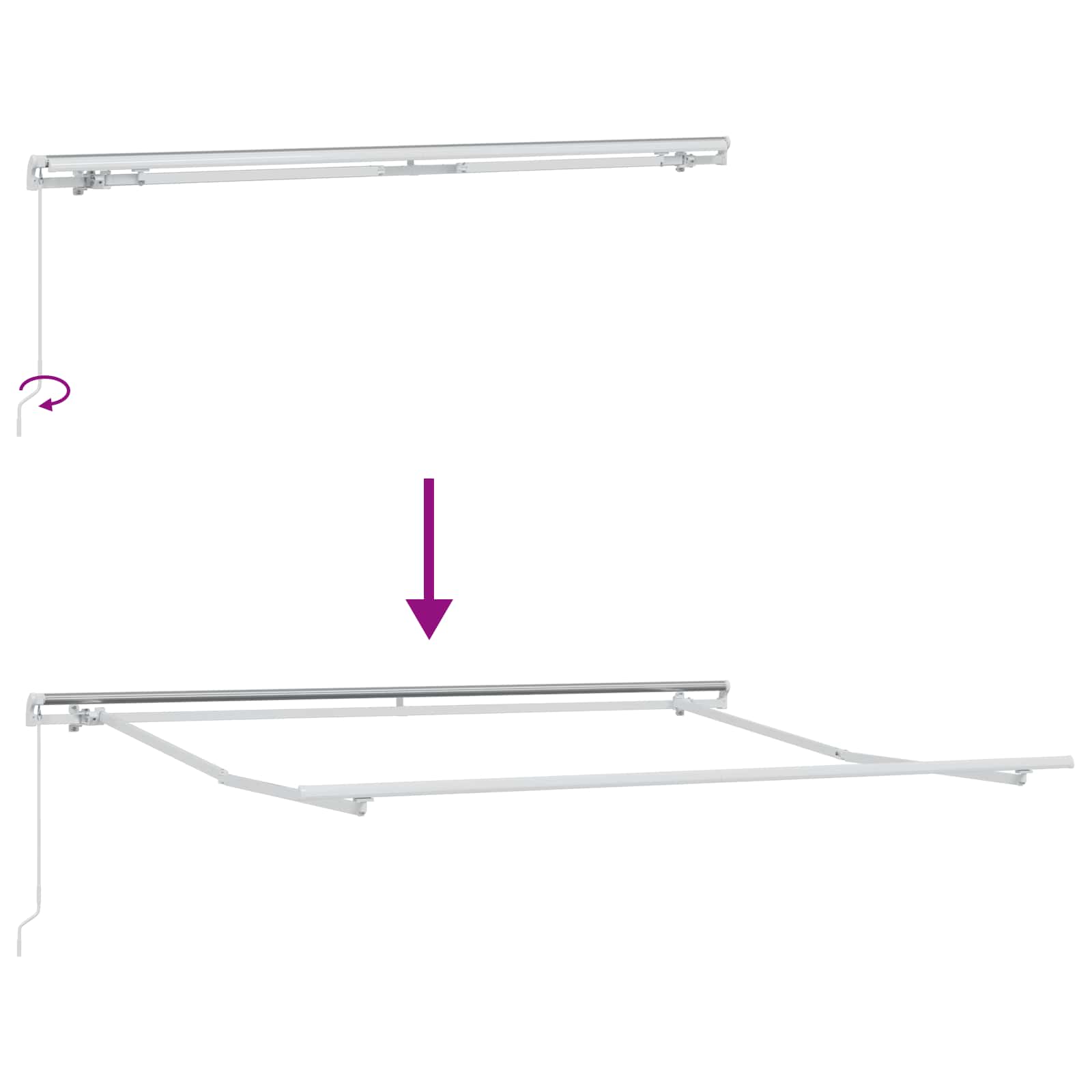 Inklapbaar Zonnescherm Lichtgrijs en wit. 2,5 x 2 m Stof – afbeelding 4