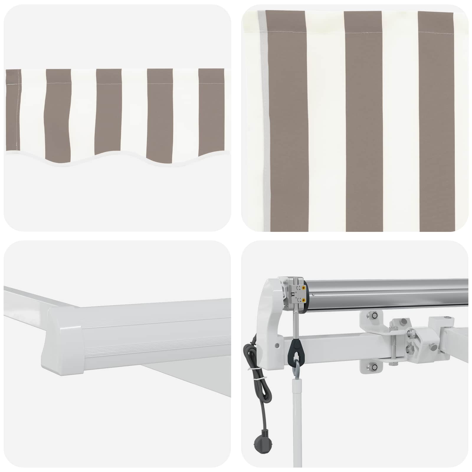 Inklapbaar Zonnescherm Lichtgrijs en wit. 2,5 x 2 m Stof – afbeelding 4